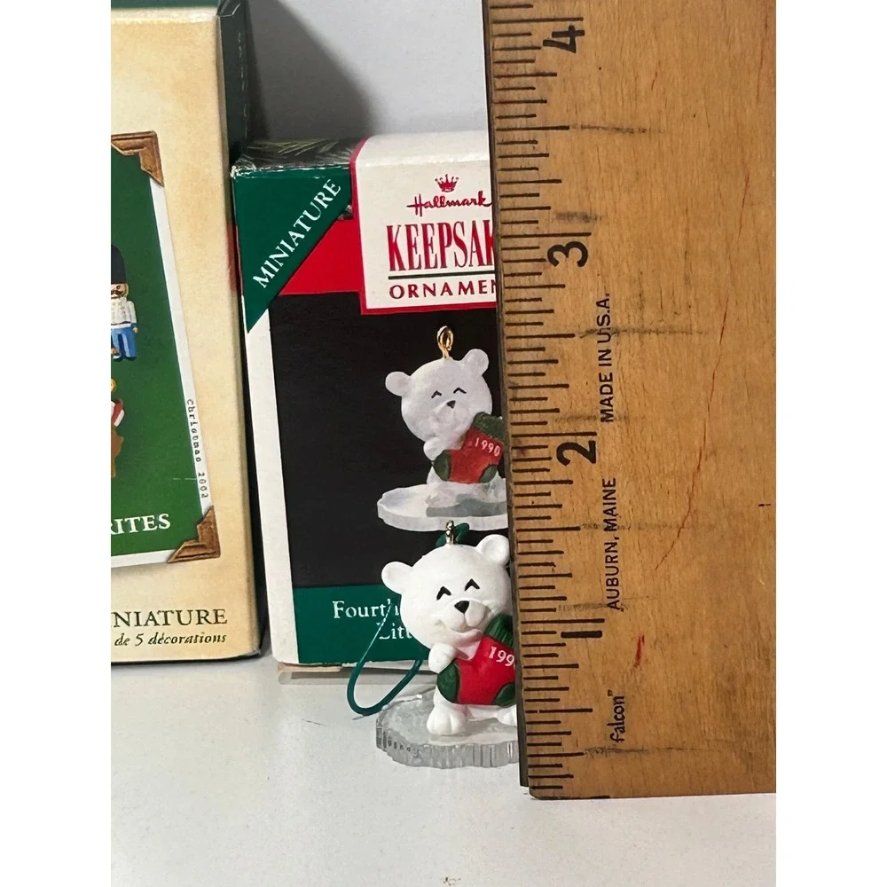 Hallmark Keepsake Ornament Lot 1990-1994 Miniature Five Tiny Favorites ASAP Bear